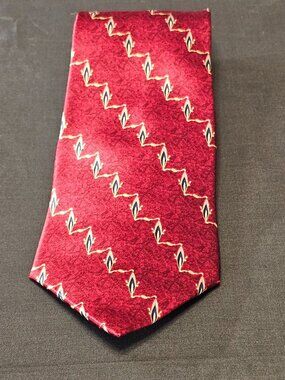 Bill Blass Black Label Mens Silk Tie Red & Gold Zigzag Pattern